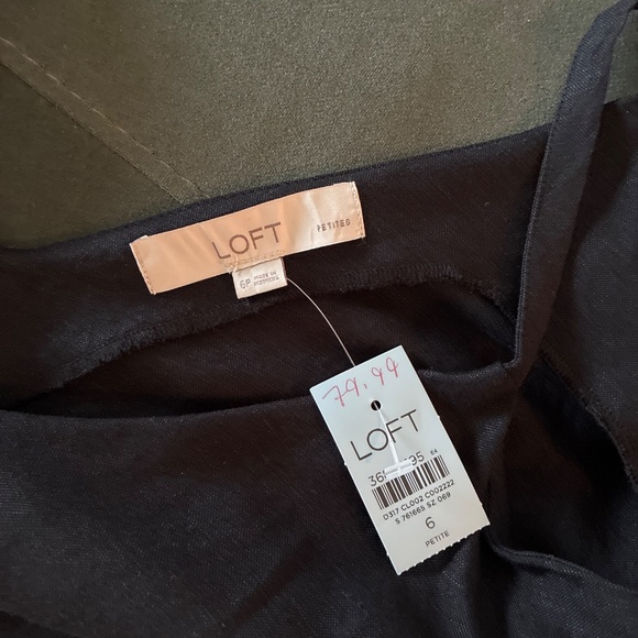NWT Loft strappy vneck black linen midi dress 6P M - Picture 3 of 6